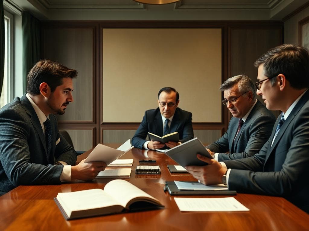 Boardroom reviewing AI governance documentation