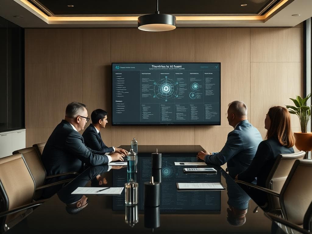 Strategic planning session reviewing an enterprise AI roadmap